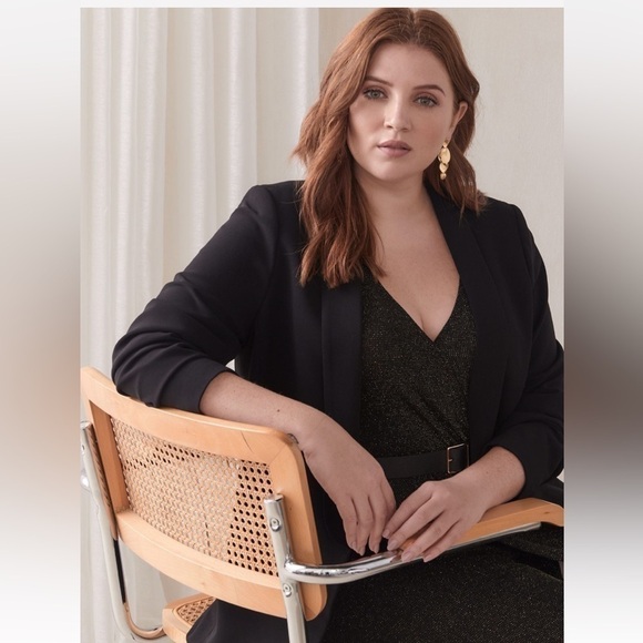 Addition Elle Black Shawl Collar Blazer Linen blend Sz US 22 - Picture 3 of 14